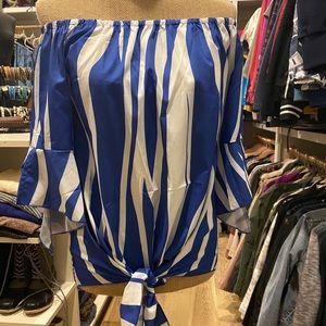 Royal Blue animal print off shoulder top